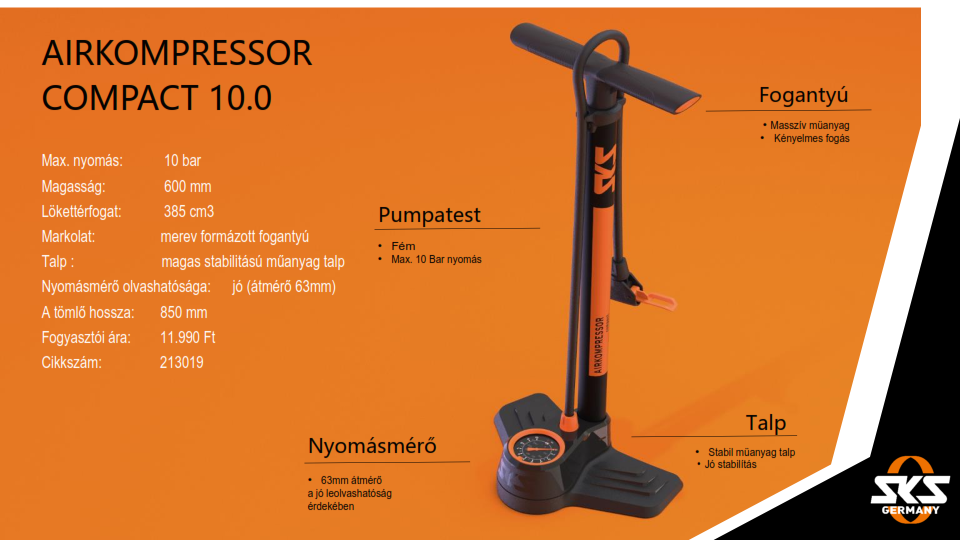 SKS-Germany Airkompressor Compact 10.0 műhelypumpa