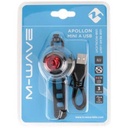VILLOGO HÁTSÓ AKKUS 1 LED M-WAVE APOLLON MINI - 3 FUNKCIÓS + TARTOZÉK USB TÖLTŐ