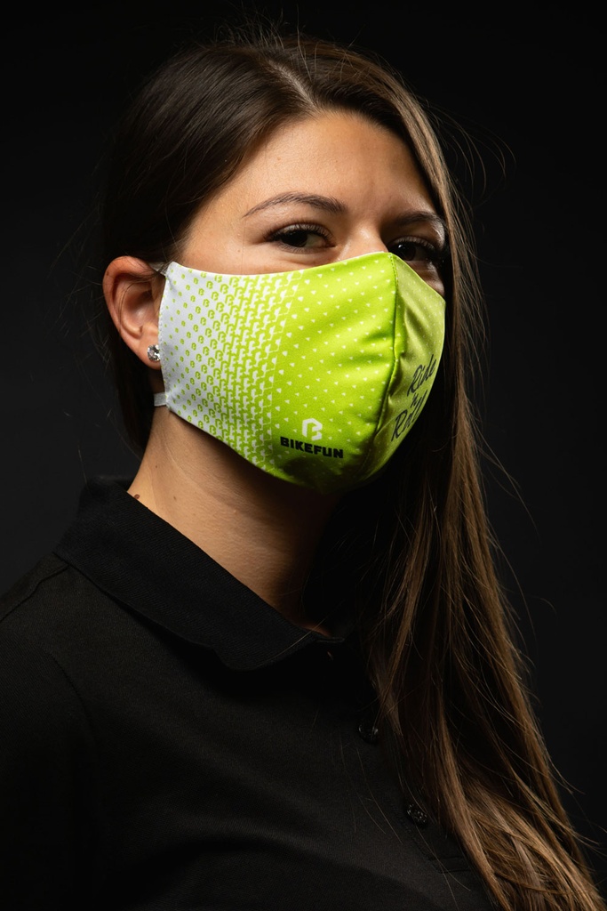 Maszk BIKEFUN fehér/zöld unisex állítható pánttal - MASZK-BF-M