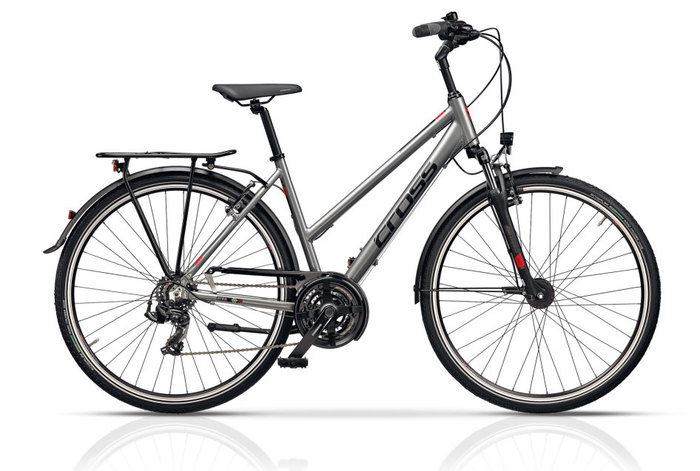 CROSS AREA LADY fényes szürke (fekete/piros) 52cm